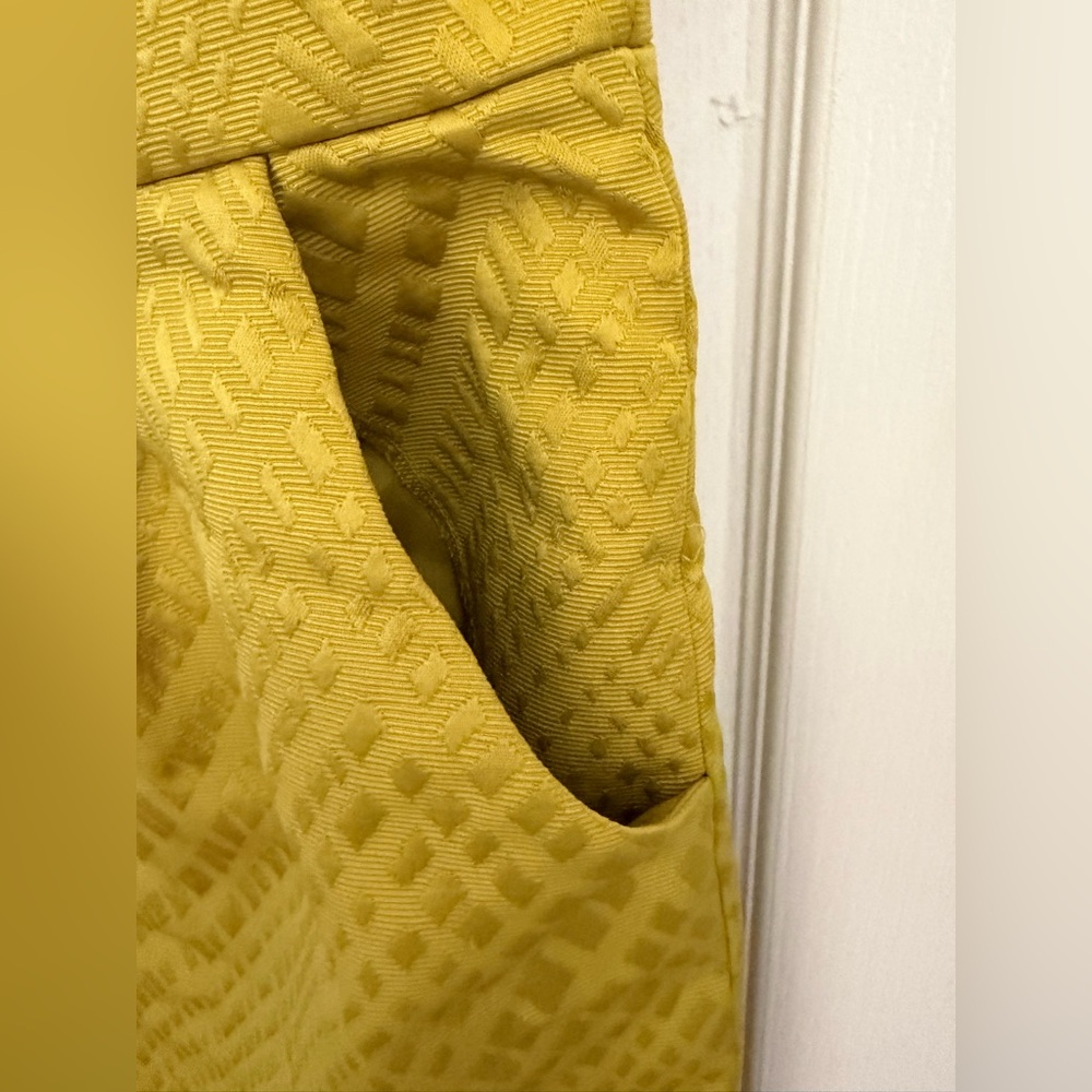 Tahari ASL Mustard Yellow Textured Midi Dress - Picture 8 of 10